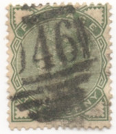 GRANDE BRETAGNE YVERT 67 Great Britain 1880 1/2 Pence Green. Stanley Gibbons # 164. Used. - Oblitérés