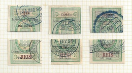 Lourenço Marques Mozambique USED Mf#48-50 Surcharged Revenue Stamp 3 Pairs! - Always 2 HALVES - Lourenco Marques