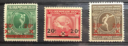 België, 1921, 184-V/186-V, Postfris **, OBP 42€ - Errors (Catalogue COB)