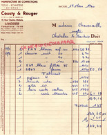 87- LIMOGES- FACTURE COUSTY & ROUGER-MANUFACTURE CONFECTIONS -BONNETERIE-18 RUE CHARLES MICHELS- 1960 - Textile & Vestimentaire