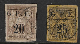 Guadeloupe N°1 Et 2 Oblitérés Cote 140€. Superbe. - Used Stamps