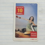 TUNISIA-(TUN-REF-TUN-22A)-GIRL IN CAR-(137)-(6014-757-0985-890)-(look From Out Side Card Barcode)-used Card - Tunesien