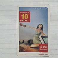 TUNISIA-(TUN-REF-TUN-22A)-GIRL IN CAR-(138)-(6646-073-1085-460)-(look From Out Side Card Barcode)-used Card - Tunisia