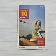 TUNISIA-(TUN-REF-TUN-22D)-GIRL IN CAR-(143)-(061-7727-854-6503)-(look From Out Side Card Barcode)-used Card - Tunesien