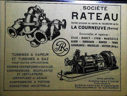 ► 1947 Société RATEAU - Fabrication De Turbines à Vapeur Et à Gaz - La Courneuve (Seine) (Ancienne Coupure De Presse) - Máquinas