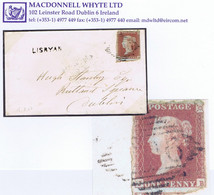 Ireland Longford 1850 Small Sans-serif Type 2A LISRYAN Receiving House On Cover To Dublin With 1d Red Tied "206" - Prefilatelia