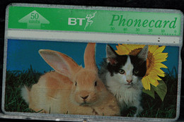 UNTED KINGDOM 1998 BT PHONECARD  RABBIT+CATS USED VF!! - Conejos
