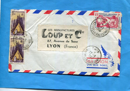 Marcophilie*-Nouvelle Calédonie  Pour Françe  CadTHIO- 1961-3-stampN°290droits De L'homme+276 Hutte - Storia Postale