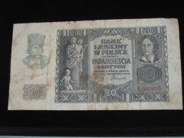 POLOGNE- 20 DWADZIESCIA Zlotych 1940 - Bank Emisyjny W Polsce  **** EN ACHAT IMMEDIAT **** - Poland