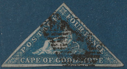 Cap Of Good Hope N°4 4 Pence Bleu Papier Blanc Oblitéré Frais & TTB Signé Calves - Cap De Bonne Espérance (1853-1904)