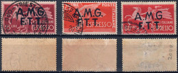 AMG-FTT 1947/48 - ESPRESSI SERIE DEMOCRATICA L. 15 / 25 / 60 SOPRASTAMPA SU DUE RIGHE - USATI - USED ⦿ - SASSONE 1/2/4 - Correo Urgente