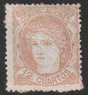 Spain 1870 Sc 172 Espagne Ed 113 Yt 113 MH* Disturbed Gum - Ungebraucht