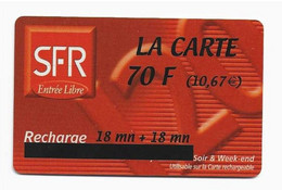 REUNION RECHARGE SFR LA CARTE 70 F SURCHARGE Date 12/02 - Réunion