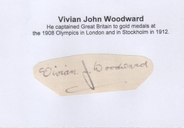 Vivian John Woodward (†1954) Great Britain 1x Gold By Olympia 1908 & 1912 - Autograph On Albumpage  Cut 12x8 Cm - Autografi