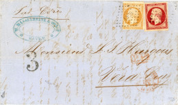 30 Decembre 1855 N°17A + 13A  Sur Lettre De Le Havre Vers Vera Cruz Mexique,taxe 3,paquebot Céres;signé Calves - 1849-1876: Classic Period