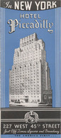 NEW YORK HOTEL PICCADILLY - Etiquetas De Hotel