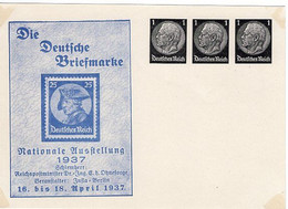 50284 - Deutsches Reich - 1937 - 3x1Pfg. Hindenburg PGAKte. "Nationale Briefmarkenausstellung", Ungebr. - Other & Unclassified