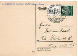 50285 - Deutsches Reich - 1936 - 6Pfg. Hindenburg + Zierf. EF A. Kte. BERLIN - 1. ... LUFTPOST-WERBESCHAU -> Berlin - Se-Tenant