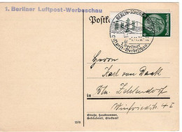 50285 - Deutsches Reich - 1936 - 6Pfg. Hindenburg + Zierf. EF A. Kte. BERLIN - 1. ... LUFTPOST-WERBESCHAU -> Berlin - Zusammendrucke