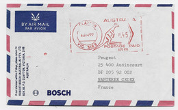 EMA RED AUSTRALIA KANGOROO PLAYTON AUG  4 1977 LETTRE COVER AIR MAIL TO FRANCE - Brieven En Documenten