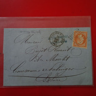 LETTRE CHALON SUR SAONE TIMBRE ORANGE VIF 1859 - 1853-1860 Napoleon III