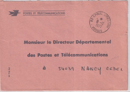1972 - ENVELOPPE De SERVICE PTT De EPINAL DIRECTION (VOSGES) - Cartas Civiles En Franquicia