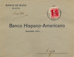 1935 , ASTURIAS , SOBRE DEL BANCO DE GIJÓN CIRCULADO A ÉCIJA , LLEGADA AL DORSO - Cartas & Documentos