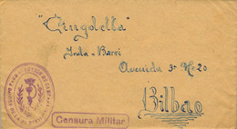 1939  , DESDE EL FRENTE A BILBAO , CENSURA MILITAR , FRANQUICIA " EQUIPO FARMACEÚTICO DE CAMPAÑA DE LA 51º DIVISIÓN - Covers & Documents