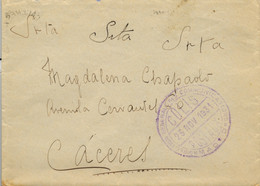 1931 , MADRID - CÁCERES , RARA MARCA DE FRANQUICIA " DIRECTION GENERALE DES COMMUNICATIONS / MADRID / COLIS POSTAUX - Cartas & Documentos