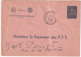 1976 - ENVELOPPE De SERVICE PTT De La CAISSE NATIONALE D'EPARGNE De LYON ! - Cartas Civiles En Franquicia