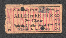 ANCIEN TICKET DE METRO PARIS  ALLER ET RETOUR 2EME CLASSE   C3342 - Europa