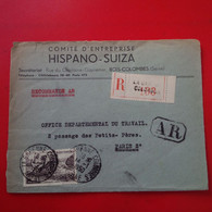 LETTRE RECOMMANDE LA GARE COLOMBES HISPANO SUIZA SUR SEINE POUR PARIS - Lettres & Documents