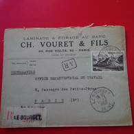 LETTRE RECOMMANDE LE BOURGET PUB LAMINAGE ETIRAGE VOURET POUR PARIS - Cartas & Documentos