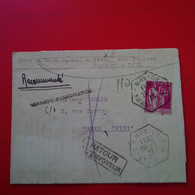 LETTRE RECOMMANDE LYON POUR PARIS CACHET RETOUR A L ENVOYEUR ACCUMULATION - Covers & Documents