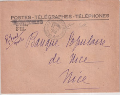 1948 - ENVELOPPE De SERVICE PTT Des RECOUVREMENTS De NICE - CACHET ! - Lettere In Franchigia Civile