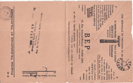 1932 - PUBLICITE BEP ! Sur ENVELOPPE Des CHEQUES POSTAUX PTT De BORDEAUX (CACHET à DATE !) => BLAYE - Lettere In Franchigia Civile