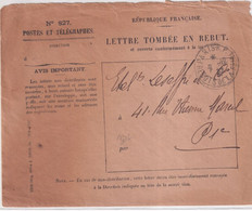 1932 - ENVELOPPE VIDE PTT Des LETTRES TOMBEES EN REBUT - CACHET RARE "REBUTS DE LA SEINE" ! - Civil Frank Covers