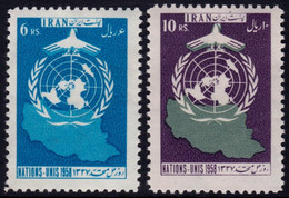 ✔️  Iran Persie 1958 - United Nations Day  - Mi. 1028/1029 ** MNH - Iran