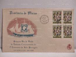 Provincia Macau Portugal First Day Cover PRIMEIRO DIA DA VENDA 1° Centenario Do Selo Portugues - Covers & Documents