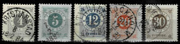 Schweden 1877,Michel# 18, 19, 21, 22, 24 B O - Gebruikt
