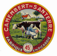 Etiquette Neuve De CAMEMBERT Du SANTERRE Fabriqué En Picardie  CENSIER Frères  ARVILLERS - Quesos