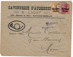 LETTRE SAVONNERIE AUDERGHEM BELGIQUE OCCUPATION ALLEMANDE TIMBRES BELGIEN - Armée Allemande