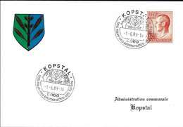 Luxembourg Luxemburg 1989 Lettre Administration De Kopstal Ses Promandes Et Ses Forêts Cachet Spécial - Briefe U. Dokumente