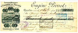 RHONE CHAZELLES SUR LYON 1891 FABRIQUE DE CHAPEAUX DE FEUTRE - Cheques & Traveler's Cheques