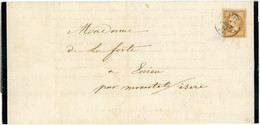 8 Aout 1862 N°13B Brun Oblitération Petit Cachet à Date Sur Lettre De Lyon Vers Evrieu Par Morestel Isère;signé Calves - 1849-1876: Classic Period