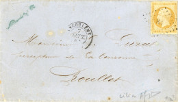 7 Septembre 1854 N°13A Citron Sur Lettre De Angouleme Vers Roullet,au Dos Cursive 15 Roullet,signée Calves - 1849-1876: Période Classique