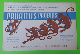 Buvard 660 - Laboratoire Probios - Singe Sédatif Pruritus - Etat D'usage : Voir Photos - 21x14 Cm Environ - Année 1960 - Produits Pharmaceutiques