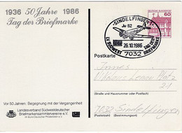 50495 - Bund - 1986 - 60Pfg. B&S PGAKte. "Tag Der Briefmarke" SoStpl. SINDELFINGEN - TAG DER BRIEFMARKE -> Sindelfingen - Airplanes