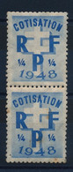 FRANCE - Paire Vignettes "Cotisation R.F.P. 1948" (Croix De Lorraine) - Neuves - Other & Unclassified