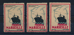 FRANCE - 3 Vignettes "Foire De Marseille - 2eme Quinzaine De Septembre" - Neuves - Sonstige & Ohne Zuordnung